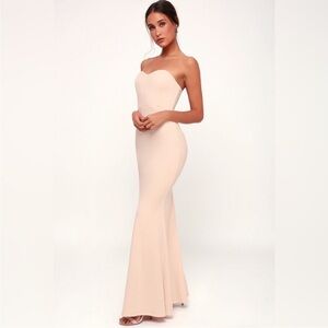 Lulu’s Stand in the Spotlight Blush Strapless Maxi Dress
